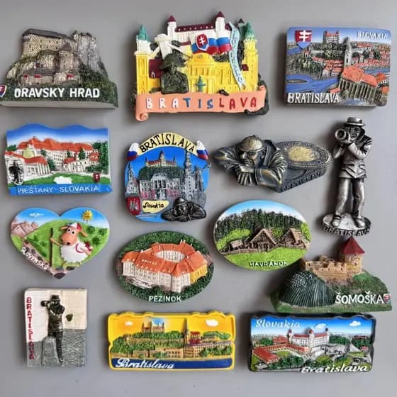 Ímãs de Geladeira da Eslováquia Bratislava Somoška Castelo de Orove Hafľanok Peznok Adesivos Magnéticos da Coleção Eslov