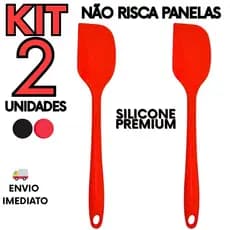 Espátula Silicone 27cm Pão Duro Vermelho Antiaderente Confeitaria Bolo Massas Resistente Calor 2un