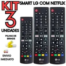 KIT 3 Controle Remoto Compatível com TV SMART LG COM NETFLIX Ideal Para Substituir Controle Original