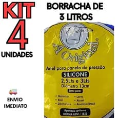 Kit 4 Borracha Panela de Pressão 3 Litros Silicone Universal  Reposição Vedação Envio Rápido