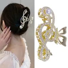 Presilha de cabelo de moda com strass e pérola única, equipada com um elegante fecho traseiro, um belo acessório para o