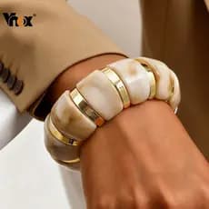 Pulseira Larga de Acrílico Elástico Vnox, Resistente e Não Desbotável, Ideal para Joias de Festa Femininas e Presentes
