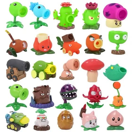 Brinquedo Plants vs. Zombies, plantas disparam balas, material de borracha macia e brilhante, plantas embaladas individu