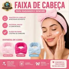 Faixa de Cabeça Fofinha com Laço para Maquiagem e Skincare | Tiara Atoalhada para Lavar o Rosto | Pink, Rosa Claro e Azu