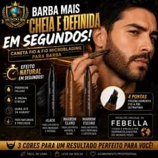 🧔 Caneta Fio a Fio para Barba Microblading Febella Preenche Falhas e Define a Barba À Prova d'Água