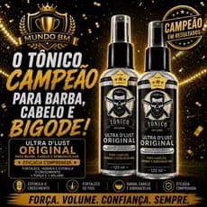 Kit 2 Tônicos Capilares Original ULTRAD'LUST - Crescimento Barba Cabelo Bigode - Total 240ml na Mundo BM