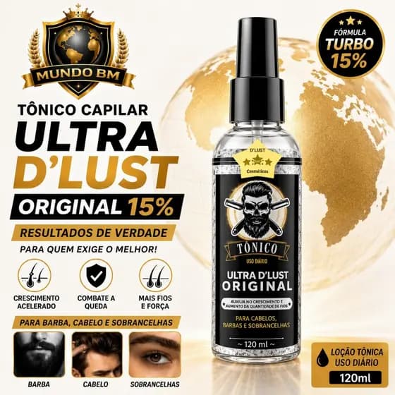 Tônico Capilar UltraDlust 15% Crescimento Barba Cabelo Sobrancelha Anti Queda Original Forte 120ml