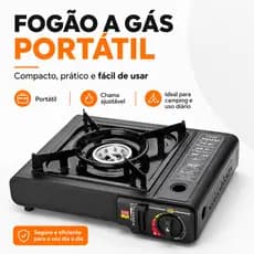 Fogão a Gás Portátil Camping 1 Boca Chama Ajustável Compatível com Refil Butano