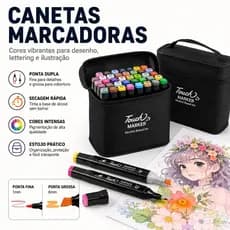 Canetas Marcadoras Ponta Dupla 36/48 Cores com Estojo Organizador Para Desenho Lettering Ilustração
