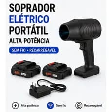 Soprador Elétrico Portátil 48V Sem Fio Recarregável com 2 Baterias e Carregador