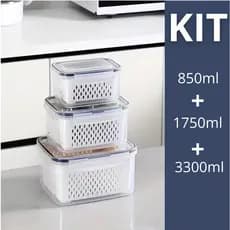 Kit 3 potes Organizadores Geladeira Organizador Alimentos Vegetais Cozinha