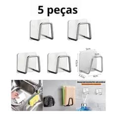 Kit 4 Aço inoxidável Suporte Porta Esponja para bucha de pia Prateleira de cozinha