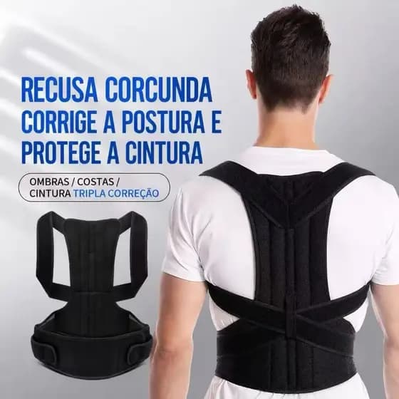 Corretor de Postura Ajustável Unisex Suporte para Costas Ombros e Cintura Corrige Corcunda Alívio Dor nas Costas
