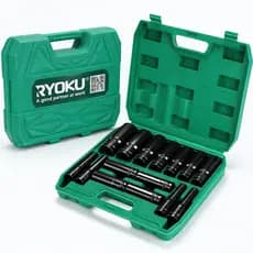 15pcs/10pcs Jogo Soquete Longo Sextavado Impacto 1/2 8 A 24 Mm RYOKU Com Maleta