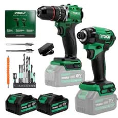 Kit 2 Furadeira E Parafusadeira De Impacto Brushless Ryoku 2 Baterias 21V