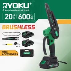 Motoserra Elétrica Brushless Portátil 6'' 2 Baterias Maleta RYOKU