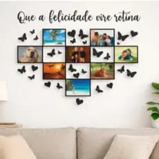 Quadro de Foto Porta Retrato Decoração Sala Mdf Parede Mural 8 Porta Fotos
