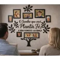 Quadro de Fotos Família Porta Retrato Mdf Decoração Sala Árvore da Vida