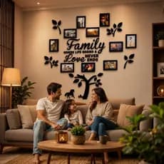 Quadro de Fotos Decoração para Sala Parede Porta Retrato Família 10x15 Mdf