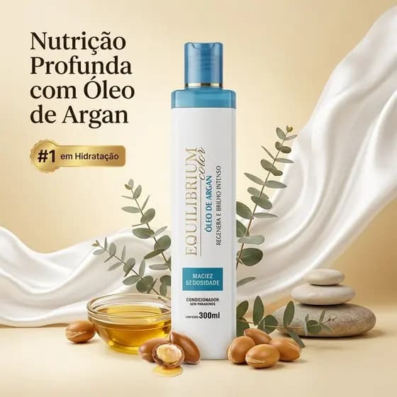 Condicionador Oleo de Argan Equilibrium Hidratante Regenerador Cabelo Crespo Cacheado 300ml