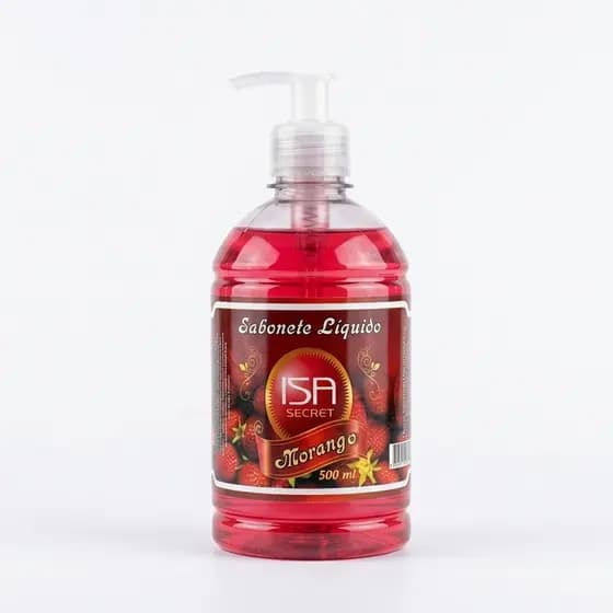 SABONETE LIQUIDO PERFUMADO MORANGO ISA SECRET 500ML HIGIENE PESSOAL CORPORAL BANHO
