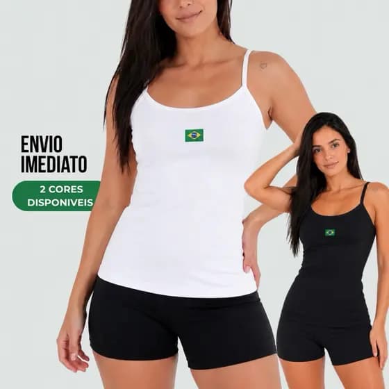 kit 2 Regatas do Brasil Alça Fina Fitness ou UN 1  Regata - Blusa Feminino - Camiseta Academia e dia dia