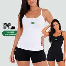 kit 2 Regatas do Brasil Alça Fina Fitness ou UN 1  Regata - Blusa Feminino - Camiseta Academia e dia dia