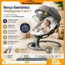 Balanço Infantil com Música e Controle Remoto + Rede Mosquiteira – Cadeira de Descanso para Bebê