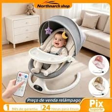 Balanço Elétrico para Bebê com Música Bluetooth, Controle Remoto e Rede Mosquiteiro  Cadeira de Descanso Ergonômica