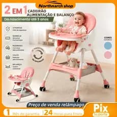 Cadeira De Alimentação Portátil Bebê Multifuncional Com Rodas Ajustável Removível e lavável