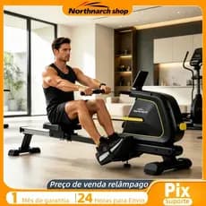 Máquina de Remo Multifuncional com Trainer Abdominal e Cabo de Tração - Equipamento de Academia em Casa Dobrável