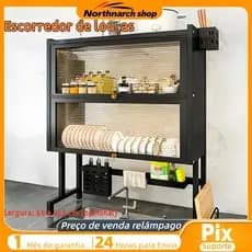 Kitchen Rack Dish Drainer Kitchen Organizer with Acrylic Door