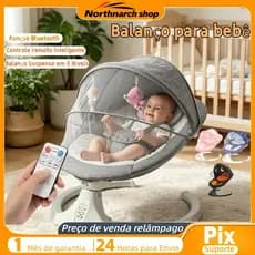 Cadeira de descanso e balanço para bebê com mosquiteiro e controle remoto Cadeira balanço