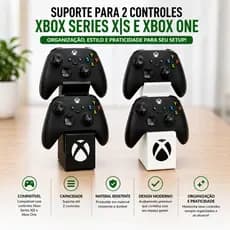 Suporte Controle Xbox Series X|S One Duplo Porta 2 Controles Gamer Preto Branco Suporte Mesa Xbox
