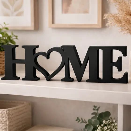 Letreiro Decorativo Home com Coração Decoração Moderna Para Sala, Quarto e Estante Presente Criativo