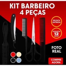 Kit Barbeiro Kit Cabelo Profissional Tesoura Fio Navalha e Pente Para Corte e Arrumar Cabelo
