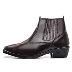 Botina Chelsea Masculina Preta Country Bordado Elástico Conforto Solado Tratorado