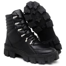 Bota Feminina Kyara Legitimo Tratorada Couro Confortável Inverno Original