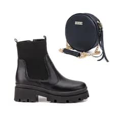 Bota Coturno Feminina Chelsea Tratorada Solado Grosso Plataforma Elástico Premium Preta
