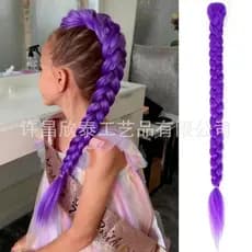 Tranças de cosplay, tranças torcidas, roxo, caçador de demônios, crianças, perucas de meninas, mais vendido, 65 cm