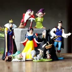 Conjunto de 8 peças de brinquedos em miniatura dos personagens da Branca de Neve e os Sete Anões, bruxa, rainha e anão,