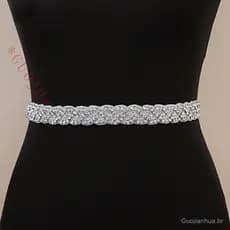 Cinto de Strass Feminino Feito à Mão para Vestido de Noiva, Cinto de Pérolas Brancas para Noivas DUSP NONM