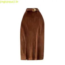Nova Saia Retrô Feminina Com Fenda Outono Inverno Comprimento Médio Estilo Coreano Cintura Alta Linha A Elegante Saias