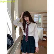 H meia colher doce Original caixa de cor sólida saia plissada jk All-Match uniforme saia estilo japonês estilo Preppy sa