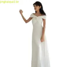 Vestido de noite branco feminino 2026 novo estilo High-End sentir temperamento bonito anfitrião um ombro cetim saia de n
