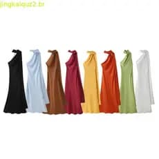 VEITCHE Vestido Longo Elegante Feminino de Seda Cetim Macia, Decote Halter, Sem Mangas, com Laço, Vestido Maxi para Fest