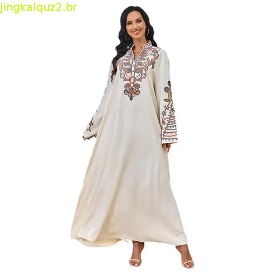 MT232 Mulheres Muçulmanas Longo Robe Verão New Dubai Viagem Banquete Moda Vestido Corda Bordado Vestido