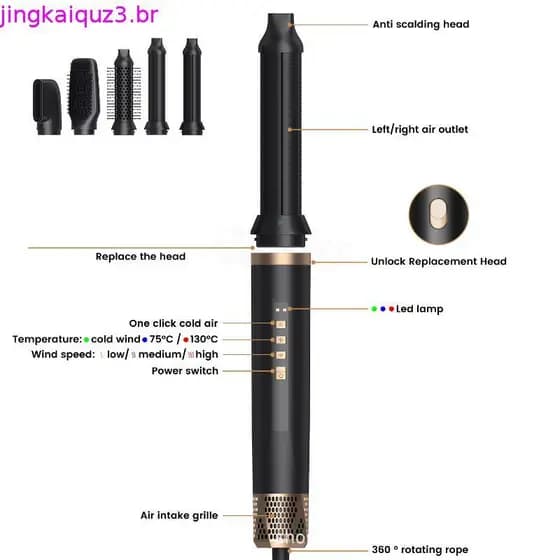 Escova Modeladora 5 Em 1 Escova Secadora 30mm Modelador De Cachos Automatico Escova Secadora E Alisadora