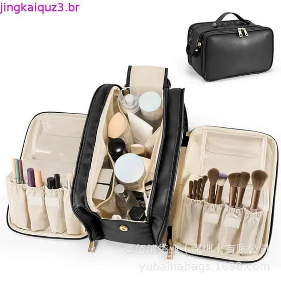 Bolsa De Maquiagem De Viagem Feminina Organizador Portátil De Cosméticos De Grande Capacidade Abertura À Prova D'água Sa