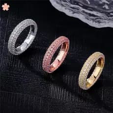 ❤ Luz de luxo Original três cores venda quente Micro-incrustado cheio de diamante rosa anel de ouro feminino Design de a